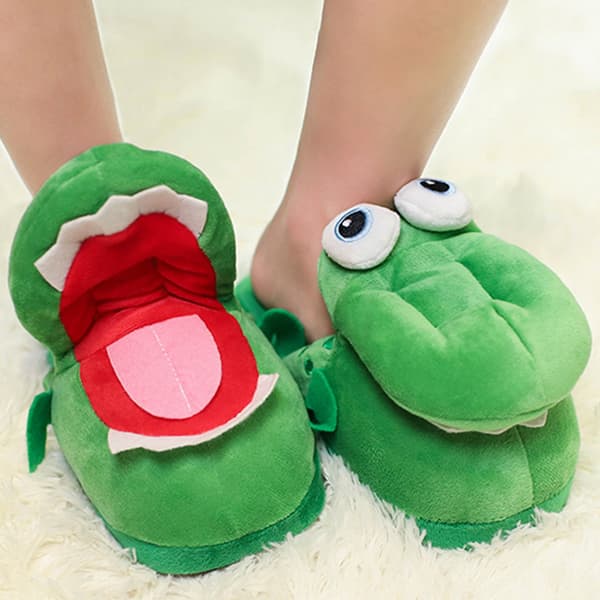 Dancing and Mouth-Opening Crocodile Plush Slippers