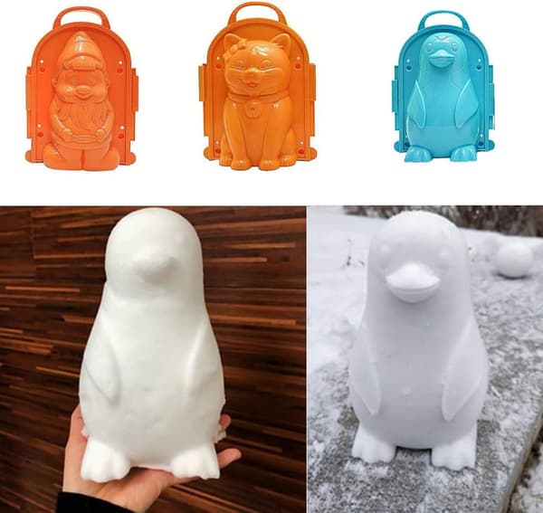 3D sneform sneboldmaskineform, kat pingvin julemand vinter sneform legetøj udendørs leg snelegetøj