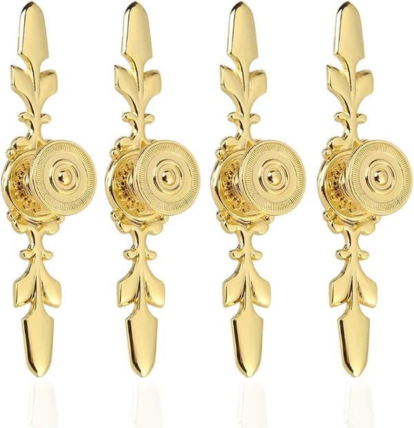 Et sæt med 4 håndtag i vintage-stil (guld) til hjemmet