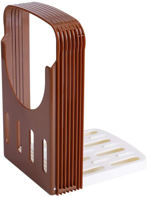 Bread Slicer for Homemade Bread, PERFETSELL 4 Thicknesses Adjustable Bread Slicing Machine Foldable (Brown)