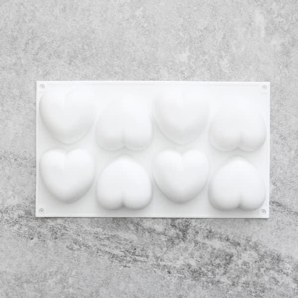 Hjerte silikonform | 8 hjerter silikonform | Hjerte mousseform Vit white