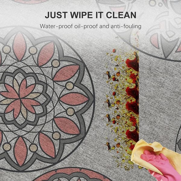 PVC Wipeable Tablecloth, Waterproof Plastic Rectangular Table Cover for Kitchen, Picnic, Outdoor (Retro Floral Print, 137 x 137 cm)