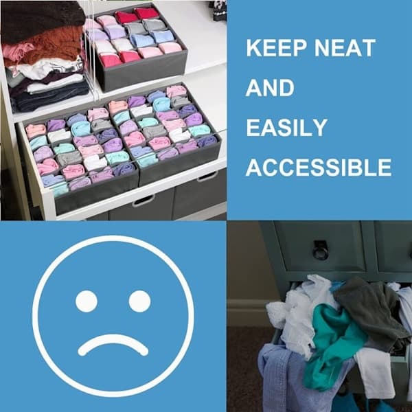 Storage Boxes for Socks and Small Accessories, 24 Foldable Drawer Cabinet and Drawer Control System for Socks