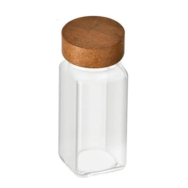 12 Pcs Square Glass Spice Jars, Transparent Storage Containers, Kitchen Spice Organizer