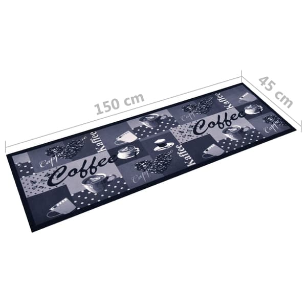 vidaXL Kjøkkenmatte maskinvaskbar kaffe blå 45x150 cm Blå blue