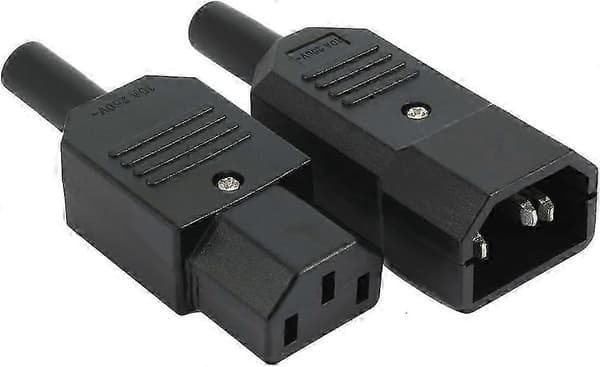 1 par AC250V 10A IEC C14 han C13 hun, 3-bens terminaler Inline Adapterstik Strømstik