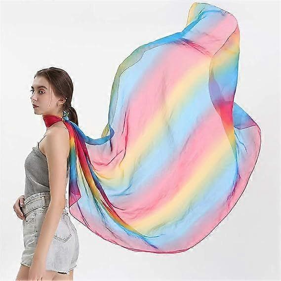 Dame Regnbue Lange Tørklæder Chiffon Tørklæder Bløde Tynde Sjaler Wraps Hele Sæsonen