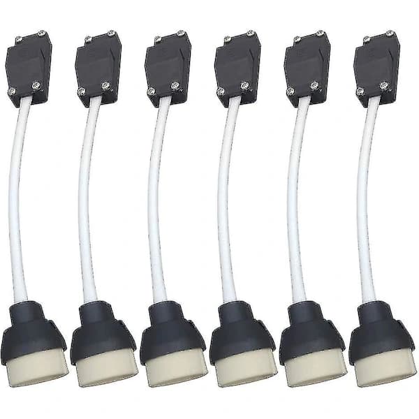 (6-pack) GU10 Lamp Holder Ceramic Base and Terminal Block/Bridge with Cable and Insulation Protection - Bulb Socket Connector Adapter for LED and Halogen