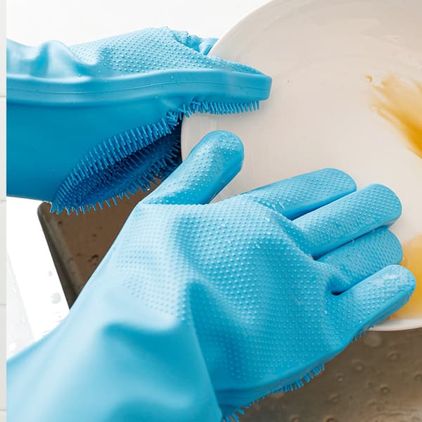 Magic Silicone Gloves, Black 1-Piece Silicone Dishwashing Gloves