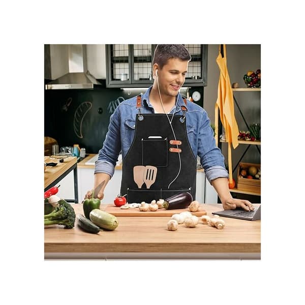 Forklæde til køkken, arbejdsforklæde, grillforklæde, til grillning, restaurant, have, bar, café