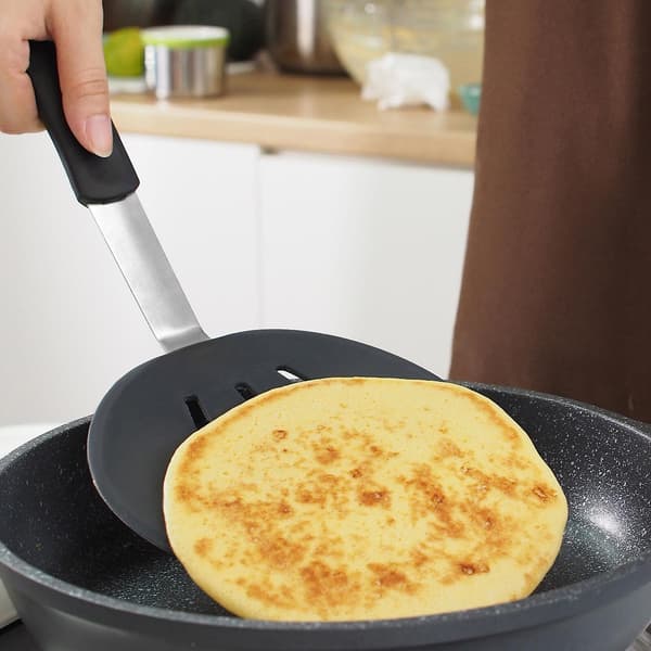 Large Wide Round Silicone Spatula Heat Resistant with Non-Slip Handle