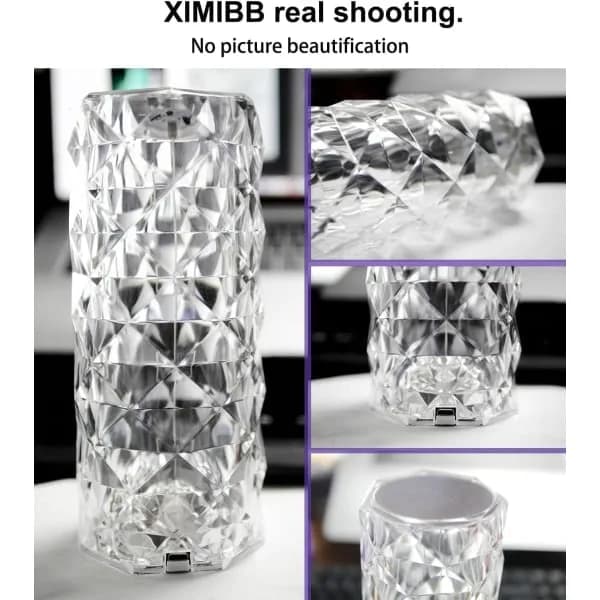 Crystal Lamp 16 Colors Touch Control Sparkle Rose Remote Control Table Lamp Romantic Atmosphere Prism Diamond Rechargeable LED