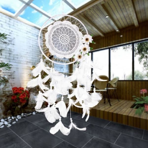 Ren vit liten blomma drömfångare heminredning hantverk