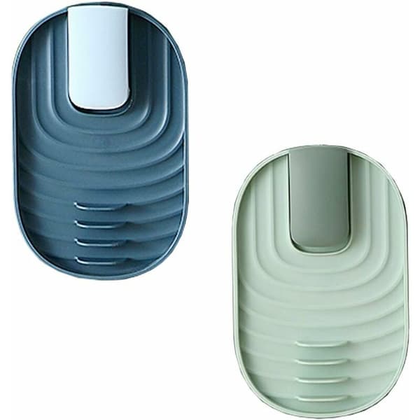 Kitchen Utensil Rack, 2 Pcs Pot Lid Holders, Spoon Rest Shelf for Kitchen Utensils, Tableware, Lids (Green and Blue)-