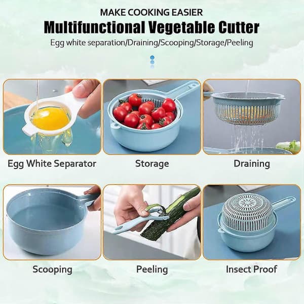 12-in-1 Multifunctional Vegetable Cutter Kitchen Mandoline, Professional Kitchen Mandoline, Vegetable Slicer, Vegetable Cutter For Carrot, Cucumber