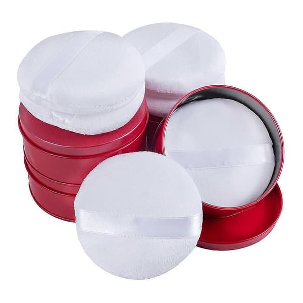 DIY Cosmetic Storage Boxes with Empty Tin Box and Cotton Makeup Powder Puff White Box: 10.1x4cm 4pcs/set