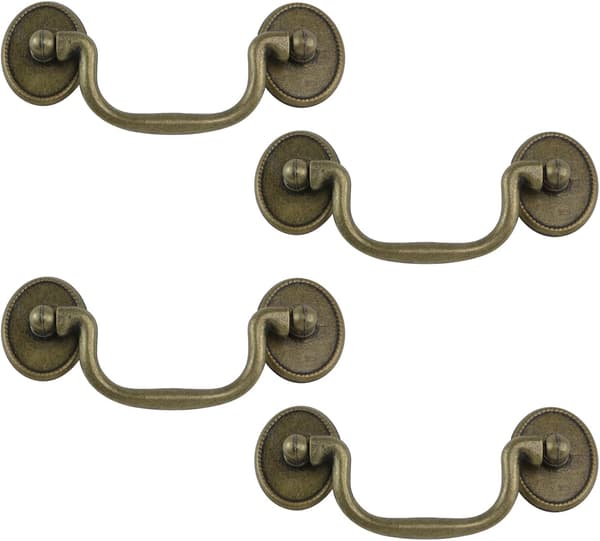 4 pcs with screws Drop Bail Handle Pull 8.5 cm Hole Center Drawer Handle Antique Bronze Cabinet Handle Zinc A
