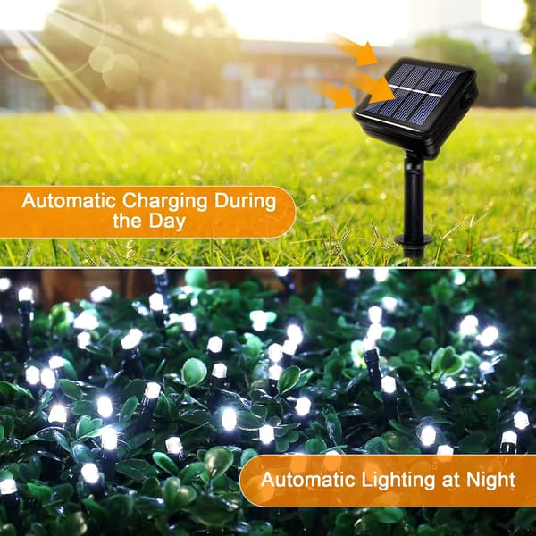 Solcellebelysning for utendørs, 12M 100 LED Vanntett Solcellebelysning for Utendørs