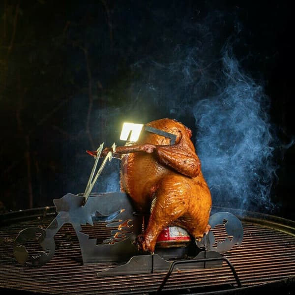 Kyllingestativ Motorcykel BBQ Rustfrit stål grill 33 * 16.5 * 13