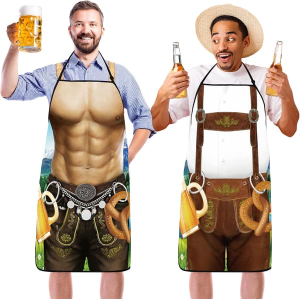 2-pack Oktoberfest-förkläden Lederhosen Dirndl Ölfest, Herrstil | Andningsbar