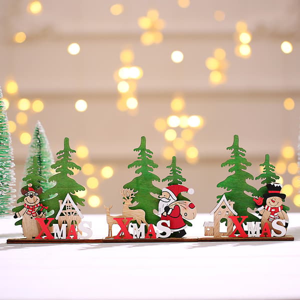 Seks nye julepynt DIY træ små dekorationer Chi