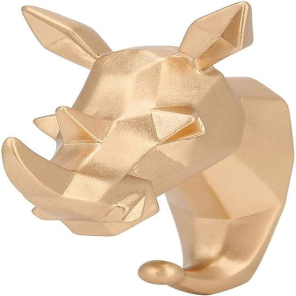 Simple Wall Hook, Gold Deer Head Resin Wall Hook with Screws and Adhesive Kit