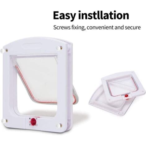Cat Flap for Cats and Dogs, Small Cat Door, 4-Way Lockable Microchip Door, Easy to Install