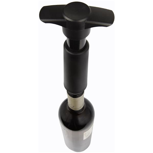 Vacuum Bottle Stoppers Black Pump with Wine Saver Stopper Keeps Wine Fresh (Black Pump + 2 Lids)