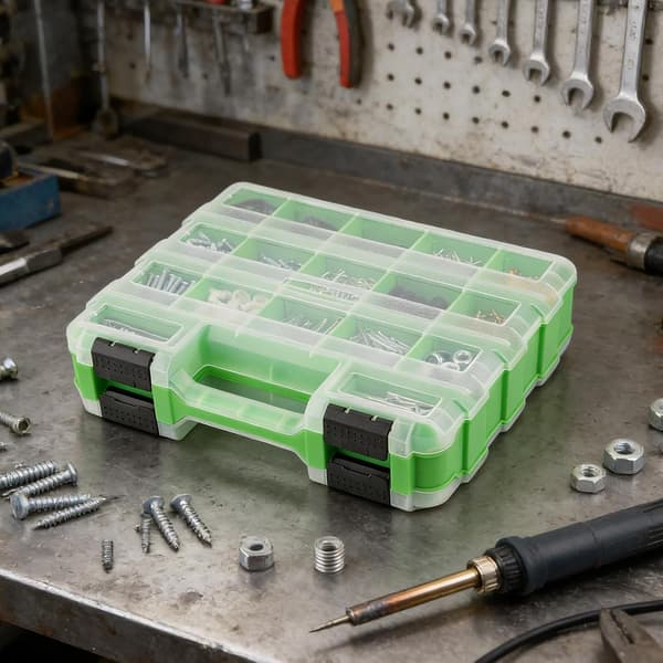 bærbar organizer med 34 rum, transparent grøn - Grün