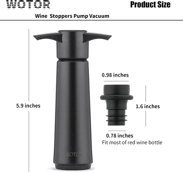 Wine Saver with 4 Vacuum Stoppers, Wine Stopper, Wine Preserver, Reusable Bottle Seal Keeps Wine Fresh (Wine Pump + 4 Stoppers)