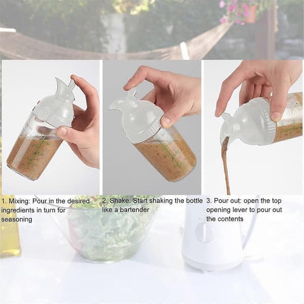 Salatdressing Shaker Beholder Hjemmelaget Salatdressing Flaske Mikser Mål Dressing Hell Mykt Grep 200ml