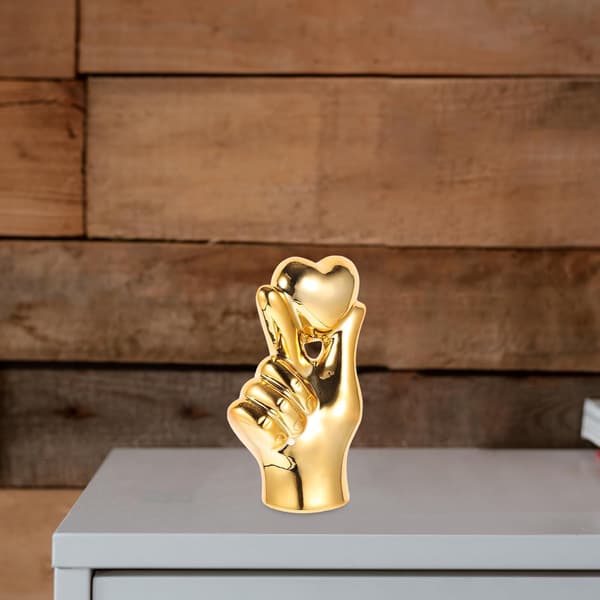 Keramisk håndskulptur Fingerstatue i guld til boligindretning -