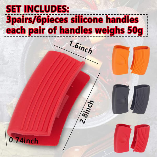 6 Pieces Silicone Assist Handle Holders, Pot Holders Protection, Non-S