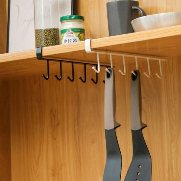 Pack of Sturdy Storage Shelf Hooks for Home Kitchen Bathroom Hook Holder with 6 Hooks, White