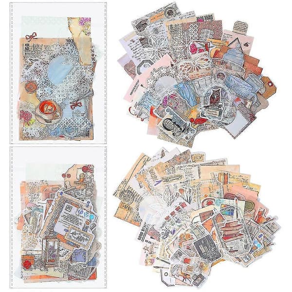 520 kpl Vintage Journaling Scrapbooking -tarvikkeet Läpinäkyvät pitsitarrat Washi-paperitarrat Aes