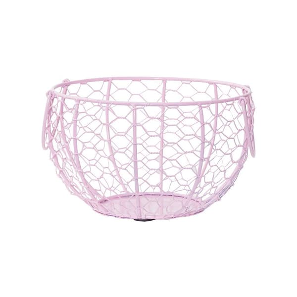 Metalläggförvaringskorg för kök (rosa)