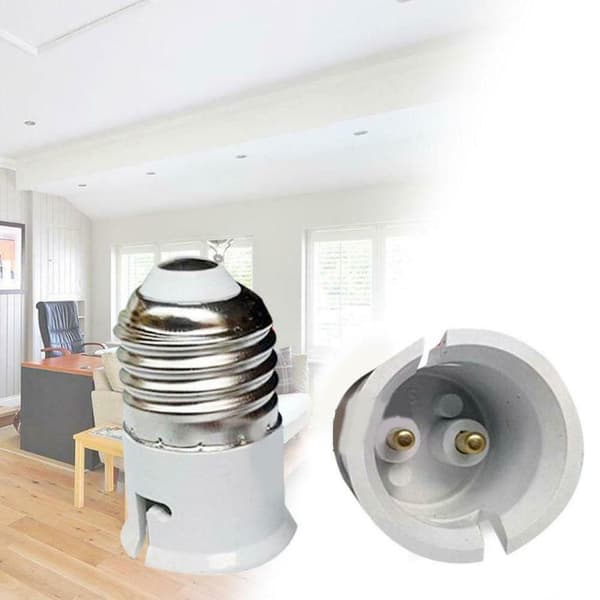 ZHOUBA Light Bulb Adapter Screw On Durable Replacement E27 to B22 Light Bulb Converter for Home White White