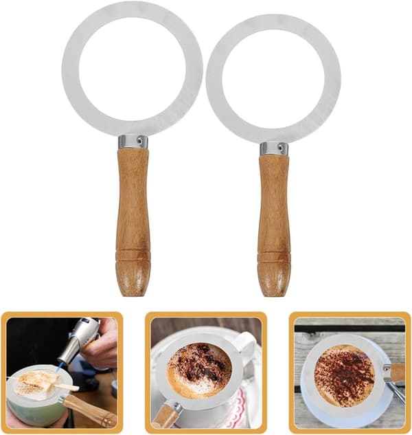 Tea Brulee Reusable Stainless Steel 2pcs with Wooden Handle Cup Edge Protective Cover