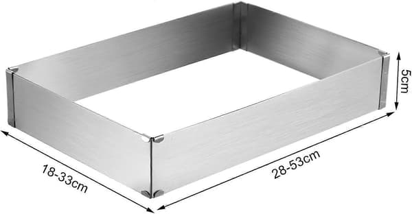 Justerbar firkantet bageform - 2 stk. kageforme i rustfrit stål, mousseform til dessert og pizza (18 cm+)