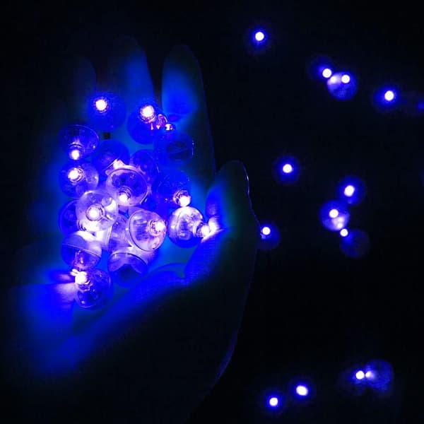 50 stykker blå LED-ballonlamper, runde LED-kuglelamper, micr