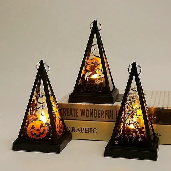 2025 3 pcs Halloween Decorations Wind Lantern Table Decoration LED Electronic Light Party Props Halloween Hanging Decorations