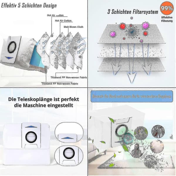 10 kpl pölypusseja Ecovacs Deebot X1 Omni -imuriasemalle