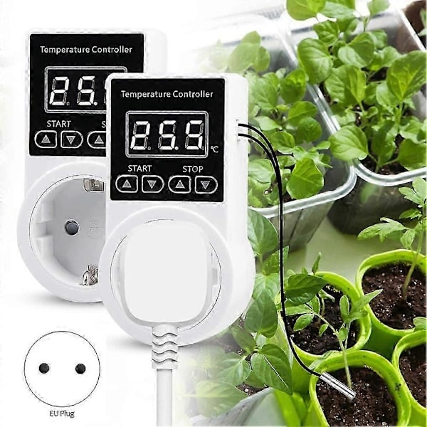 1 pc Thermostat Socket with Sensor, Digital Temperature Controller Socket, Waterproof Temperature Switch EU Plug