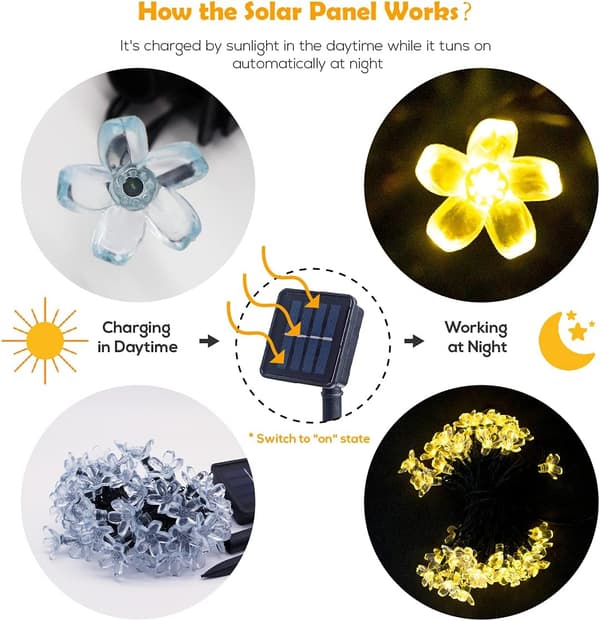Solar String Lights Outdoor String Cherry Blossom Fairy 50LED Wat