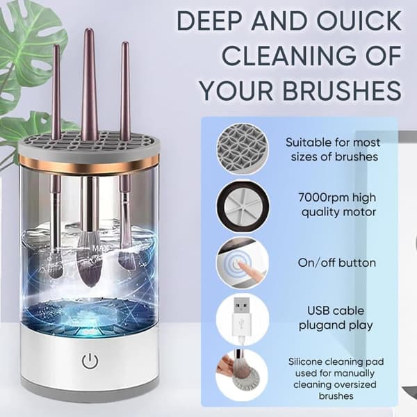 Automatic Wash and Dry for Makeup Brushes - Makeup Brush Cleaning Machine - Automatic Cosmetic Brush Cleaner - Suitable for All Brush Sizes