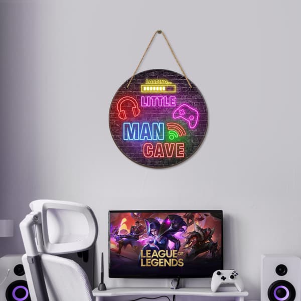 Neon Little Man Cave-skilt, veggdekorasjon for gutterom, julegave til sønn, lekerom