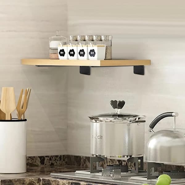 Floating Shelf Brackets, 2 Pcs Invisible Bookshelf Brackets, Floating Shelf Bracket, Heavy Duty Bracket, 20cm, Black