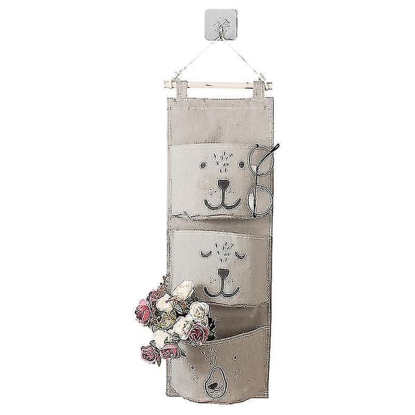 Wall Mounted Bag Bear 3 Pockets Hanger Bathroom Nursery