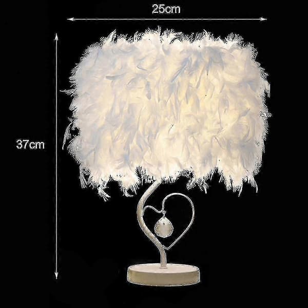 Hvid Fjer Bordlampe Natbordslampe
