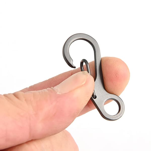 Mini karbinhake-set, aluminiumkrok, liten karbinhake för camping, resor, vandring (grå)